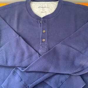 Men’s Eddie Bauer Outdoor Waffle Thermal Navy Blue Long-Sleeve Shirt